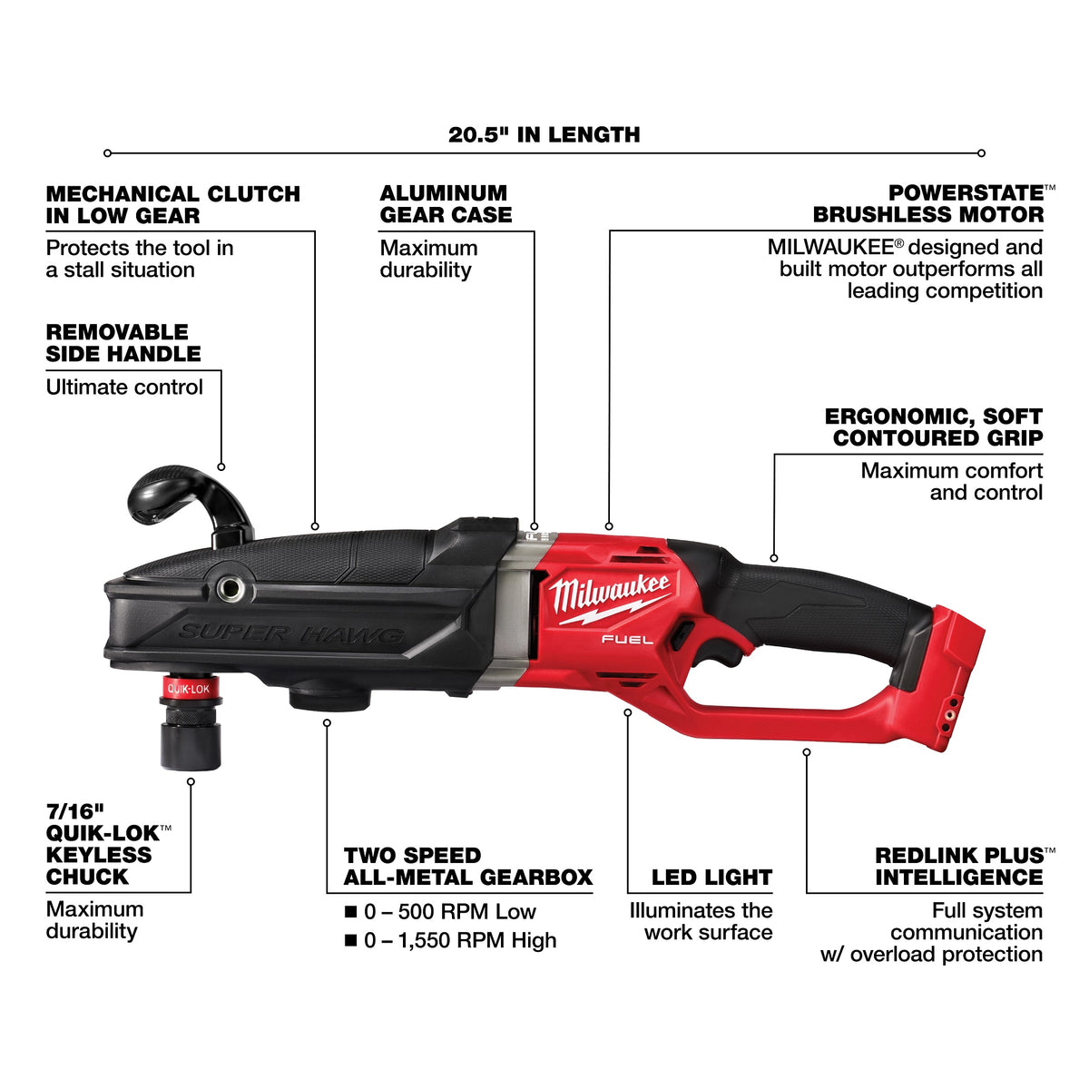 Fuel Super Hawg Cordless Right Angle Drill Kit - Brushless