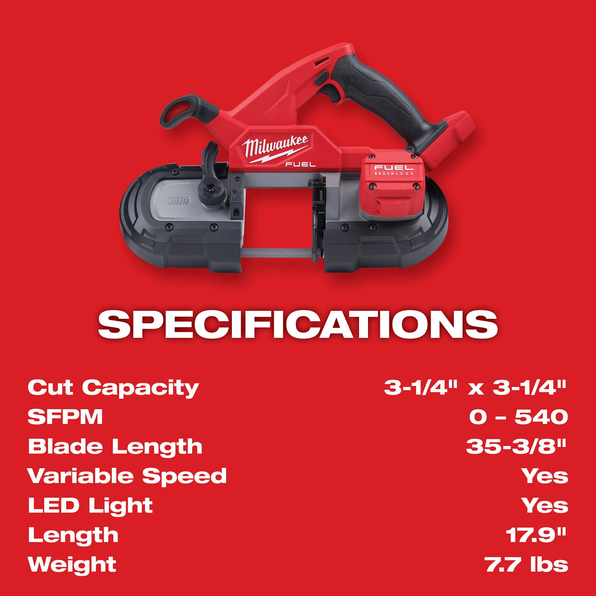 Fuel Compact Cordless Portable Band Saw Kit - Brushless
