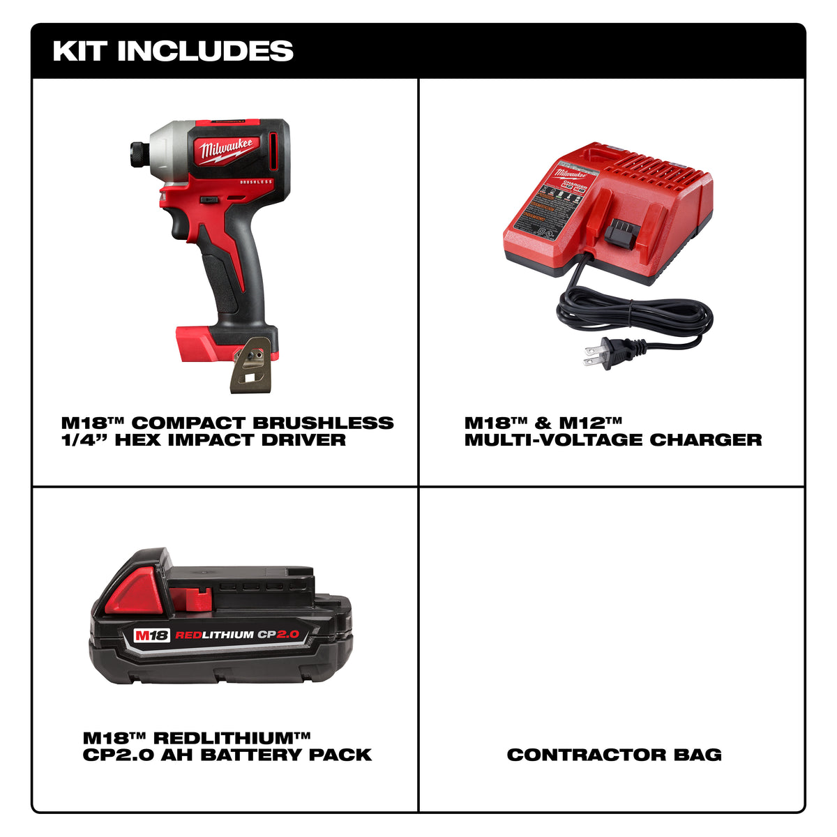 Compact Brushless Cordless Impact Driver Kit - 2850-21P