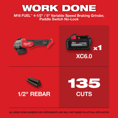 Angle Cordless Variable Speed Braking Grinder - 18 V