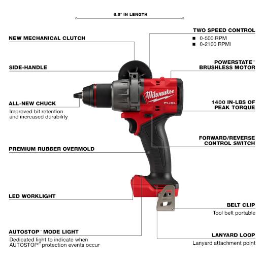 M18 - Brushless Compact Hammer Drill - Bare Tool - 18 V