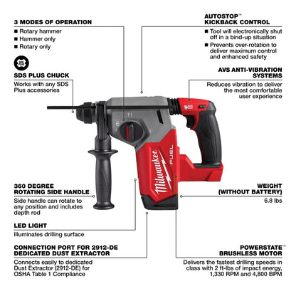 M18 Fuel - 3-Mode Cordless Rotary Hammer - Bare Tool - 18 V