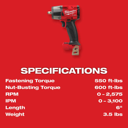 M18 Fuel - Mid-Torque Impact Wrench with Friction Ring