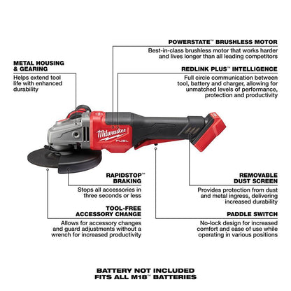 Cordless Angle Grinder with Paddle Switch - 18 V - Brushless