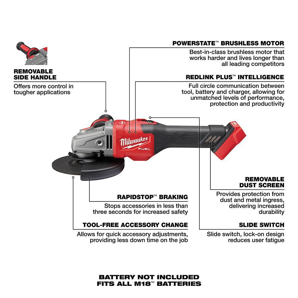 Fuel Braking Small Cordless Angle Grinder Kit - Brushless