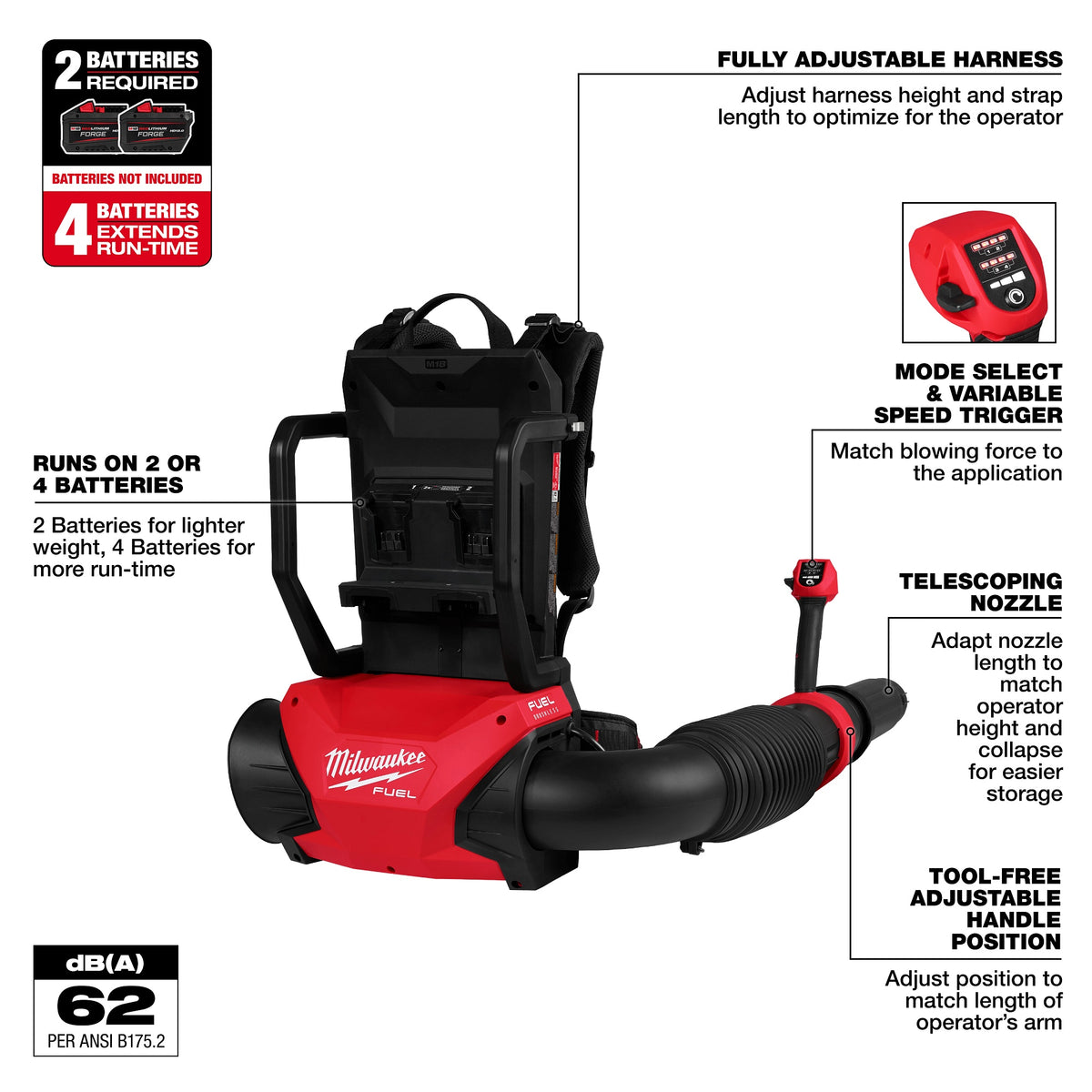 M18 Fuel - Dual Battery Backpack Blower - Bare Tool