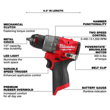 M12 - Compact Hammer Drill - 5.9" - Bare Tool