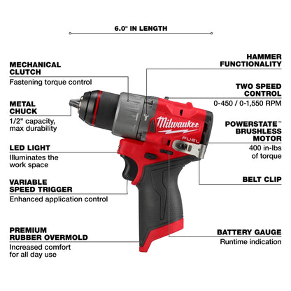 M12 - Compact Hammer Drill - 5.9" - Bare Tool