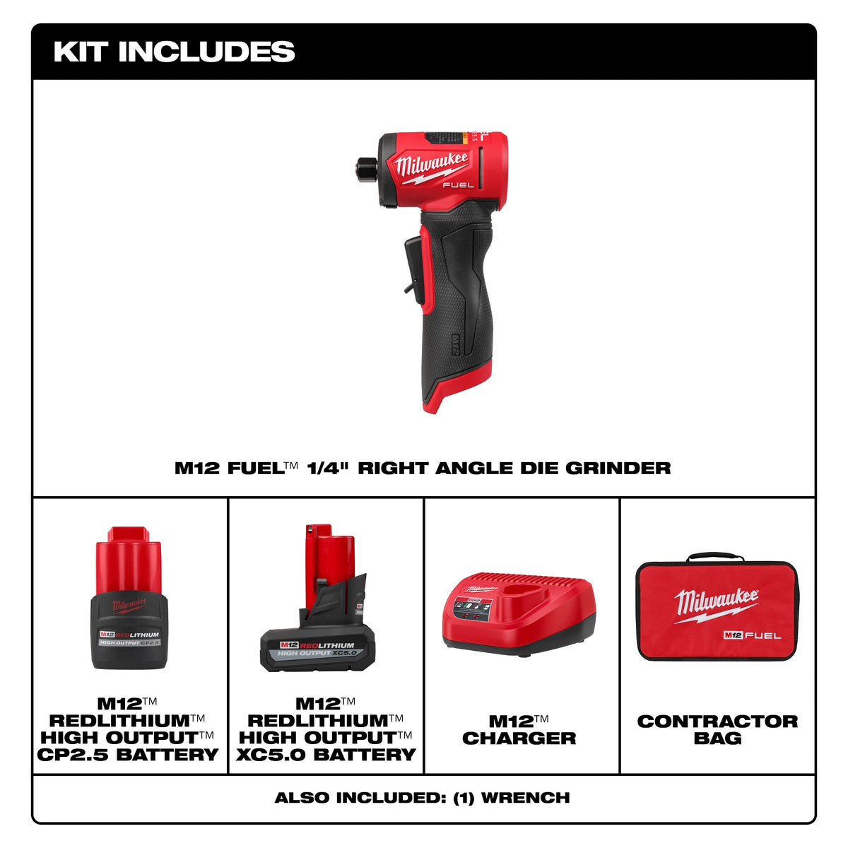 Fuel Right Angle Grinder Kit - 1/4" Dia Wheel - Brushless