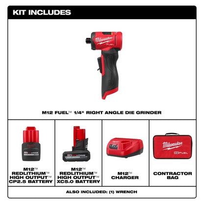 Fuel Right Angle Grinder Kit - 1/4" Dia Wheel - Brushless