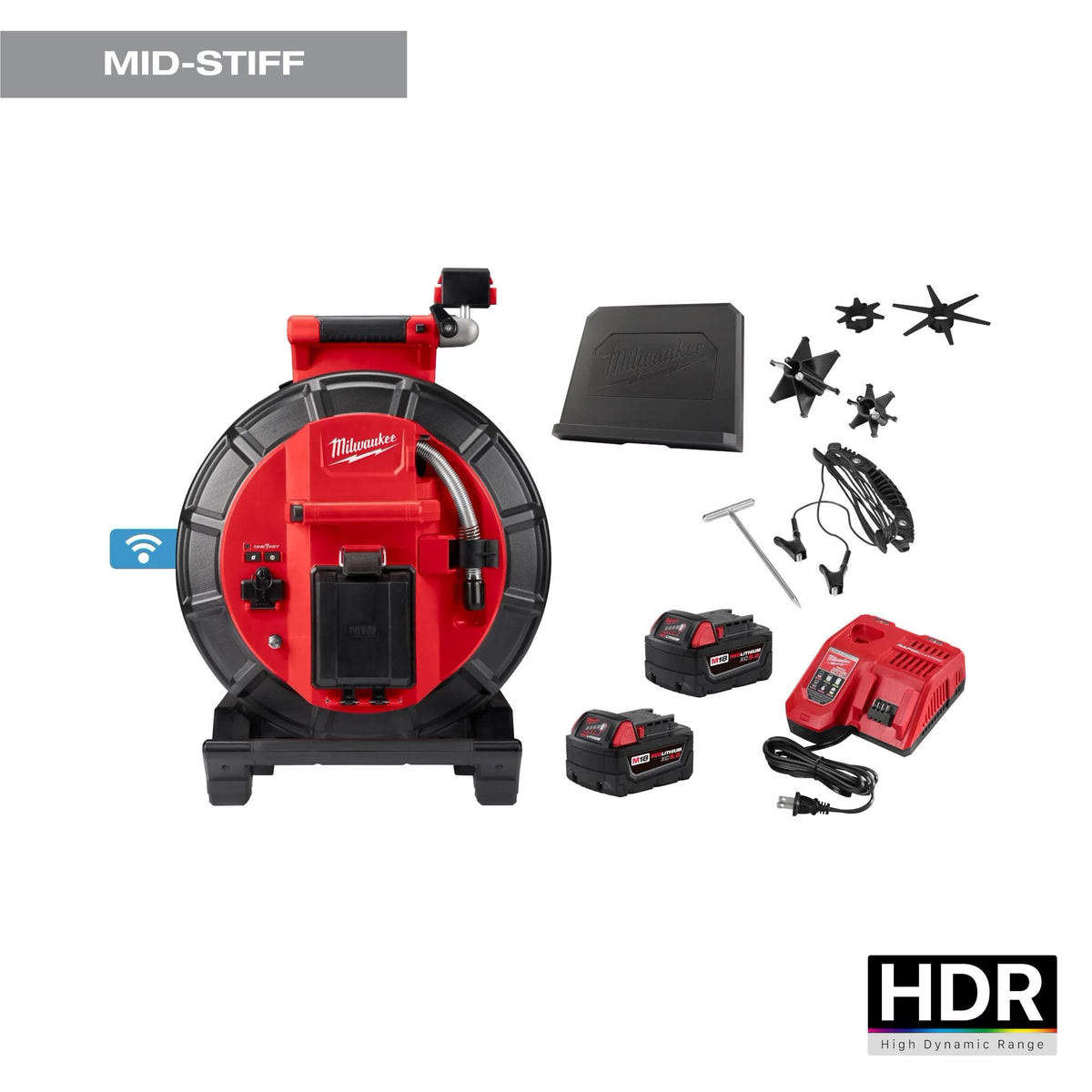 Milwaukee® 3973-22 Mid-Stiff Modular Pipeline Inspection Reel, Power Source: M18™ Battery Pack