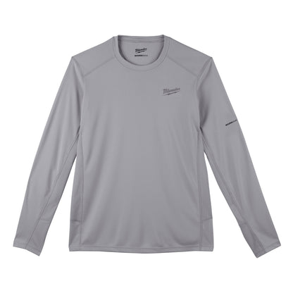 Long Sleeve Round Neck Performance T-Shirt - Gray - 2XL