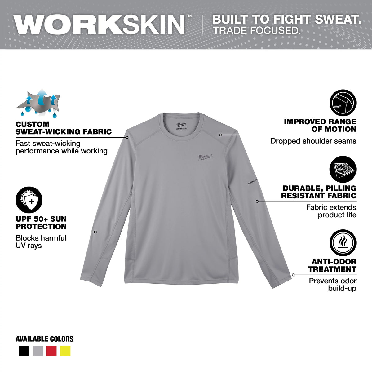Long Sleeve Round Neck Performance T-Shirt - Gray - 2XL