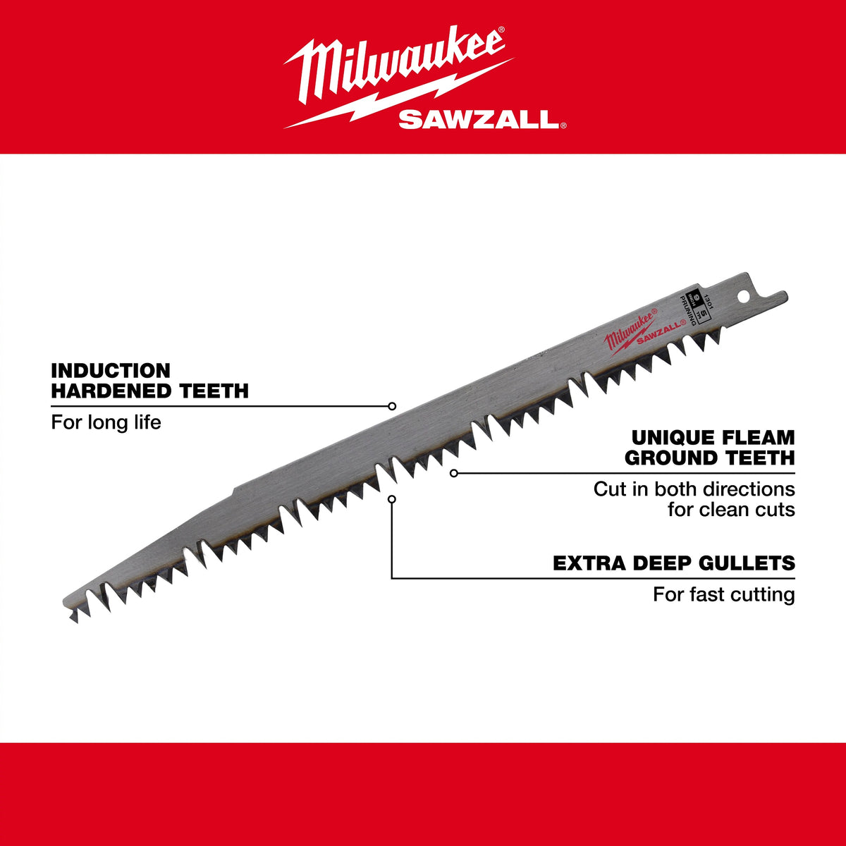 Milwaukee® 48-01-2188 SAWZALL® Thin Kerf Profile Reciprocating Saw Blade, 9 in L x 3/4 in W, 18 TPI, Universal Tang