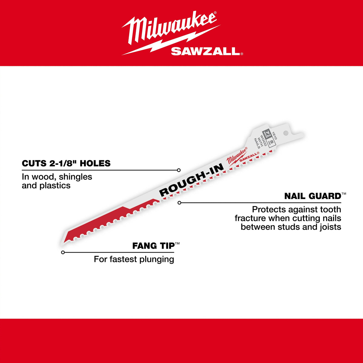 Rough-in Tapered Back Reciprocating Saw Blade - Bi-Metal