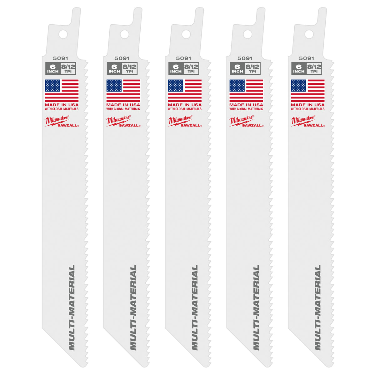 Straight Back Thin Kerf Reciprocating Saw Blade - 6"