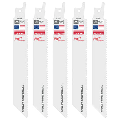 Straight Back Thin Kerf Reciprocating Saw Blade - 6"