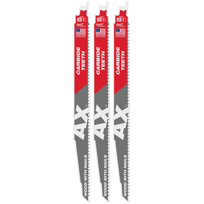 Tapered Back Reciprocating Saw Blade - 12" L - Carbide