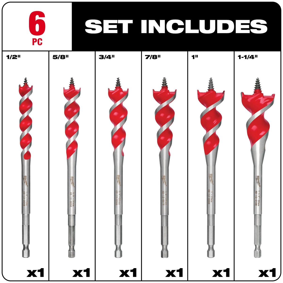Wood Drill Bit Set - 6 Pieces