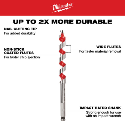 Double Wing Solid Center Spur Auger Bit - Alloy Steel