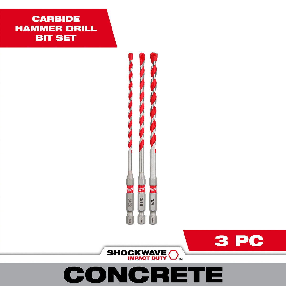 Shockwave Masonry Single Ended Drill Bit Set - 3 Pieces