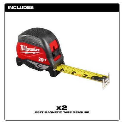 Magnetic Measuring Tape - 25 ft L 1" W Blade