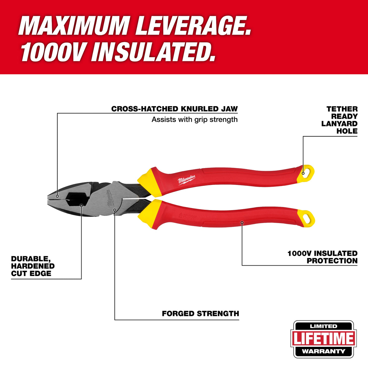 Insulated Lineman's Plier - Steel Jaw