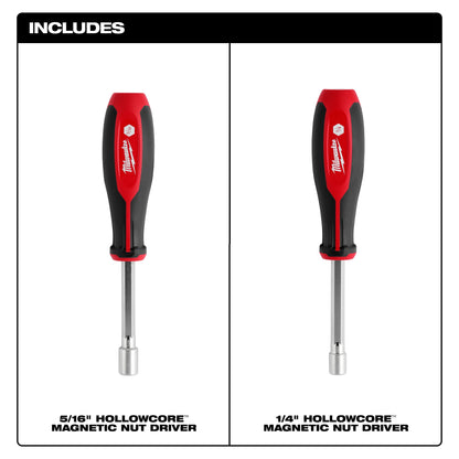 Hollowcore Magnetic Nut Driver Set - 5/16" - 1/4