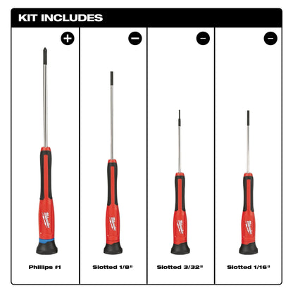 Screwdriver Set - Polished Chrome - 4 Pieces