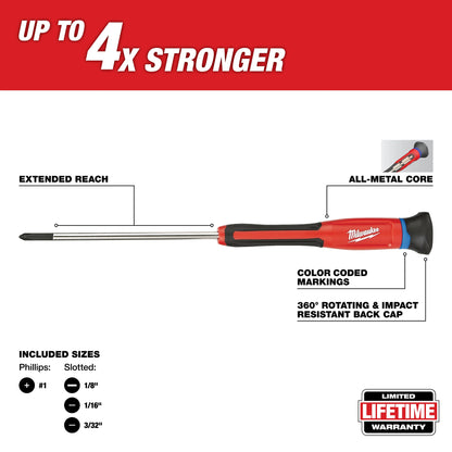 Screwdriver Set - Polished Chrome - 4 Pieces