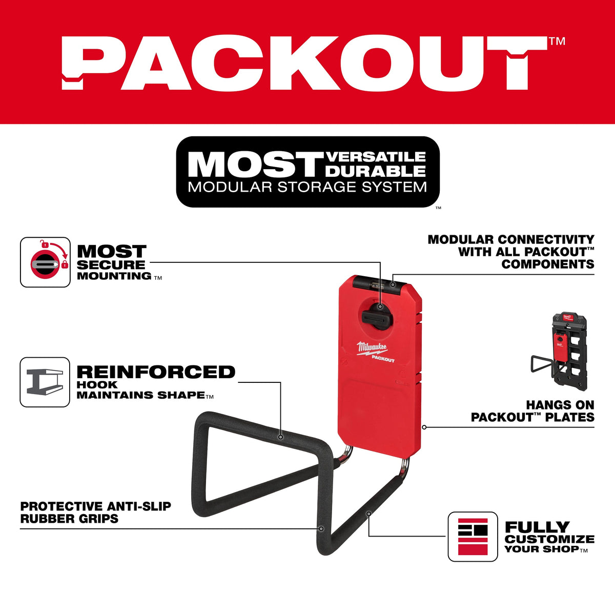 Packout - Wide Hook - Wall Mounted