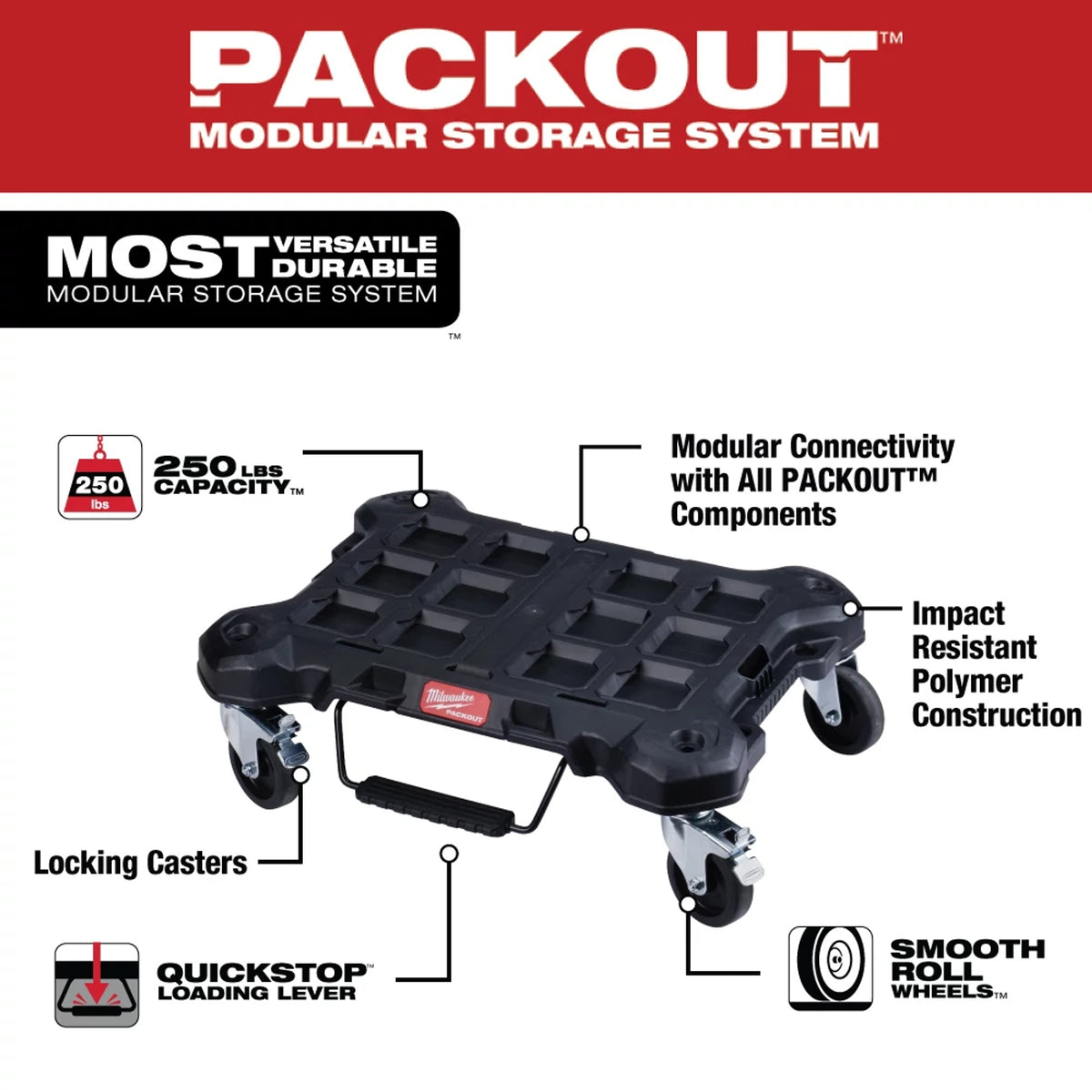 Flat Dolly - Polymer - 250 lb Load