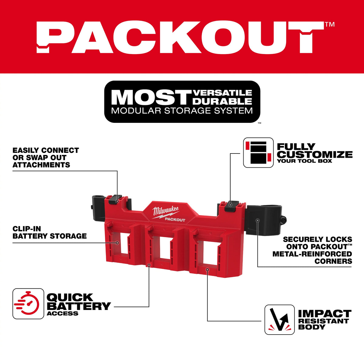 Packout Battery Rack Attachment - ABS