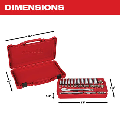Ratchet and Socket Set - 3/8" Drive - Case Tool Storage