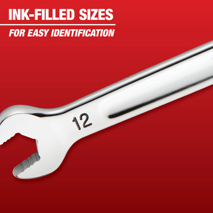 Combination Ratcheting Wrench Set - Polished Chrome