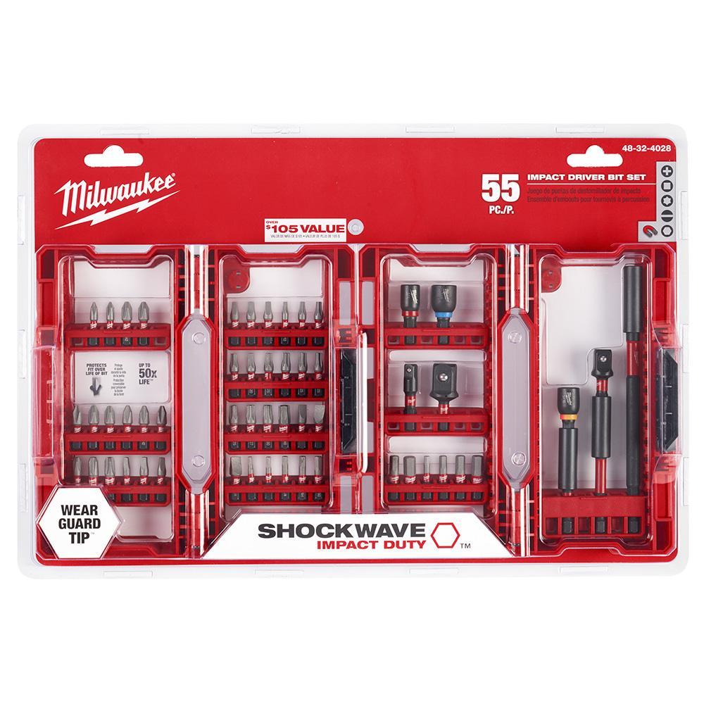 Milwaukee® 48-32-4028 Impact Duty Driver Bit Set, 55 Pieces, 1/4 in Shank, Steel