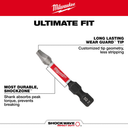 SHOCKWAVE™ Impact Duty 2" Square Recess #2 Power Bits Bulk 25
