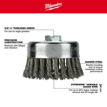 Cup Brush - 3" Dia Brush - 0.02" Dia Filament/Wire
