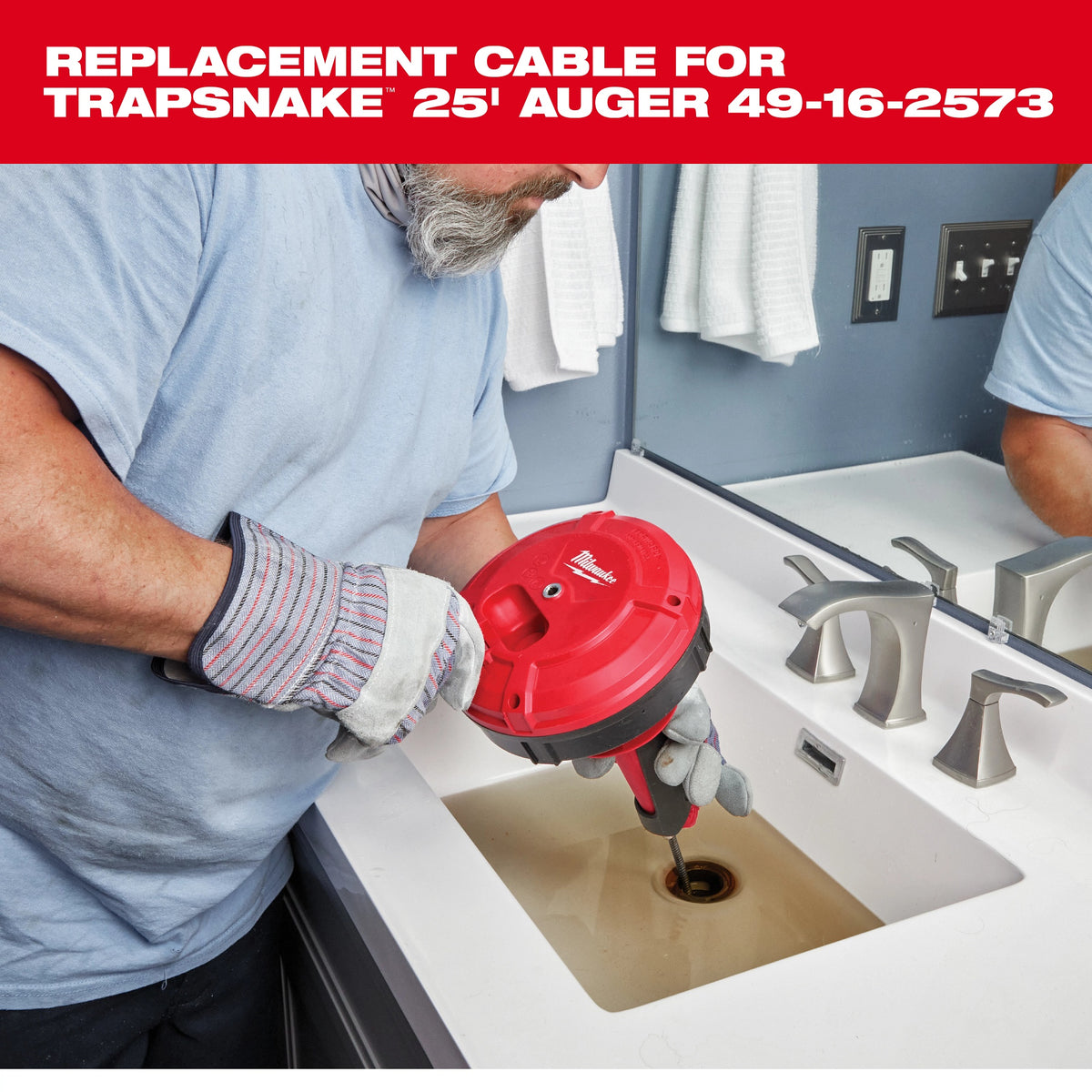 Drop Head Replacement Cable, 1/4 in x 25 ft
