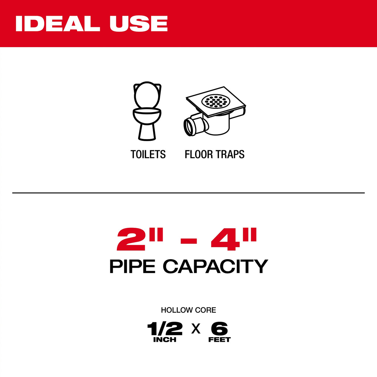TRAPSNAKE Toilet Auger Cable, 1/2 in Dia x 6 ft L