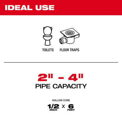 TRAPSNAKE Toilet Auger Cable, 1/2 in Dia x 6 ft L