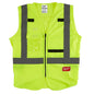 Milwaukee® 48-73-5024 Safety Vest, 4XL/5XL, Hi-Viz Yellow, Polyester, Single Pull Zipper/Hook and Loop Closure, 10 Pockets, ANSI Class: Class 2, ANSI 107-15 TYPE R
