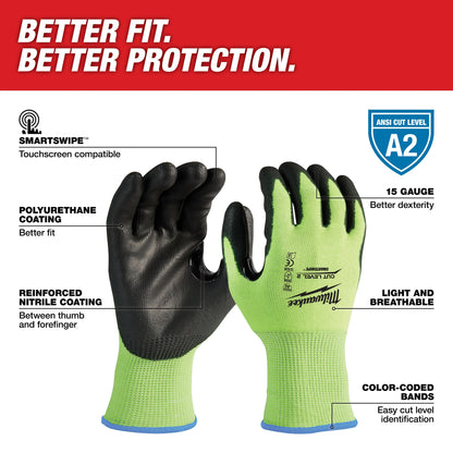 High Visibility Cut-Resistant Gloves - XL - Nitrile Coating