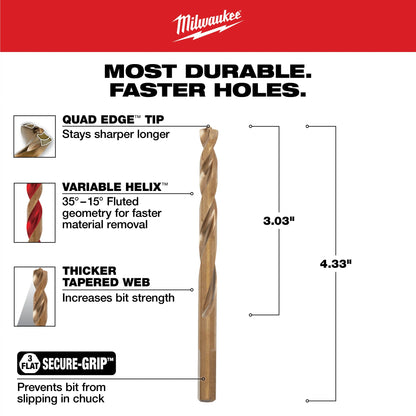 Jobber Length Twist Drill Bit - 19/64" Drill - Fraction