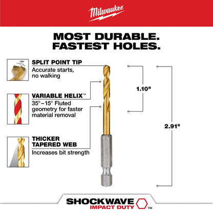 Hex Shank Impact Drill Bit - 1-3/32" D Cutting