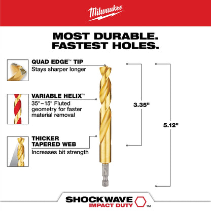 Hex Shank Impact Drill Bit - 3-21/64" D Cutting - HSS