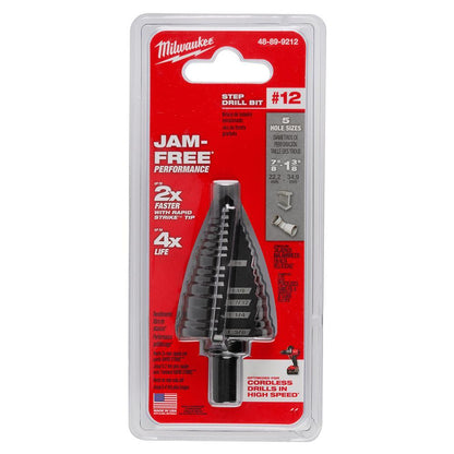 Step Drill Bit - 7/8" Dia Min Hole - 1-3/8" Dia Max Hole
