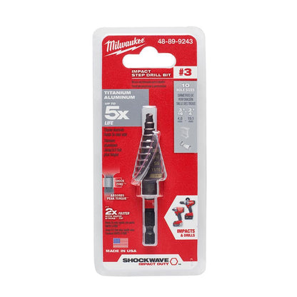 Impact Step Drill Bit - 3/16" Dia Min Hole - Titanium