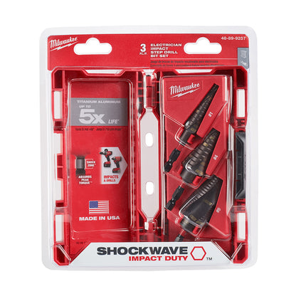 Electrical Step Drill Bit Set - 3 Pieces