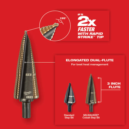 Single Ended Step Drill Bit - 3/16" Dia Min Hole